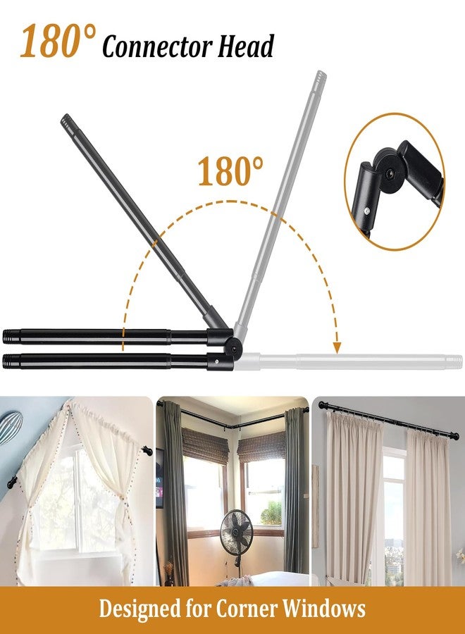 HOSKO 2PCS Corner Curtain Rod for Windows 30 to 136 Inches, 1 Inch Diameter Adjustable L Shaped Curtain Rod for Corner Window - Image 3
